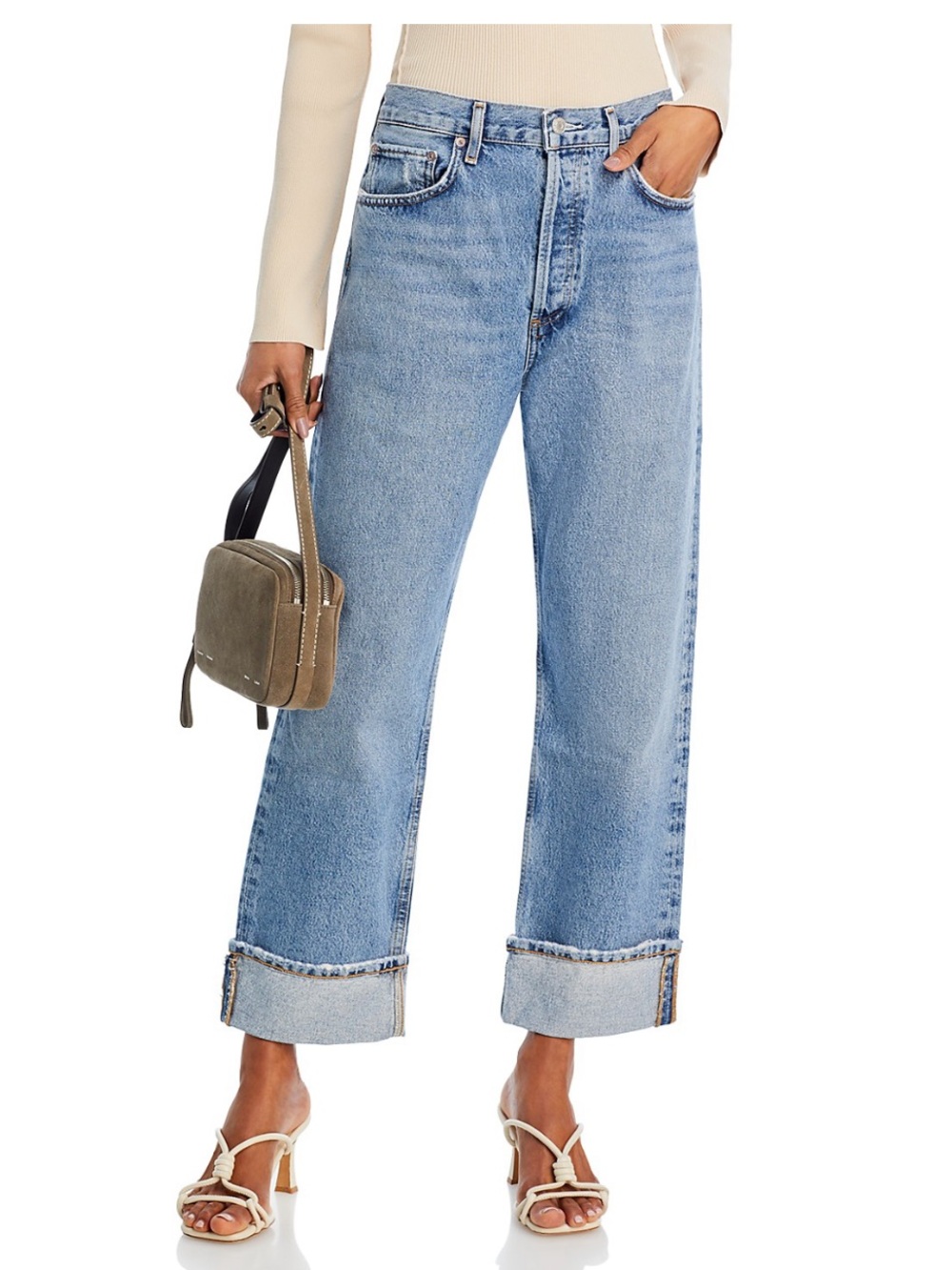 Agolde Fran Jeans Low Slung Easy Straight in Invention Wash Size 28 Self Cuffed